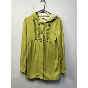 Stella Star Ruffled Jacket Junior Size XS‎ Green button front pockets hooded